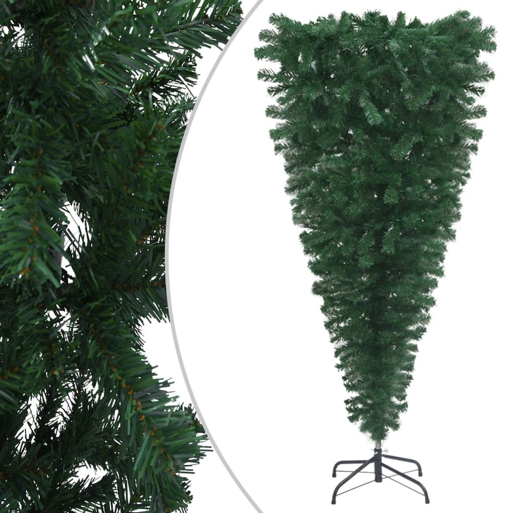 vidaXL Upside-down Artificial Christmas Tree with LEDs&Ball Set 59.1", 3078056. Picture 2