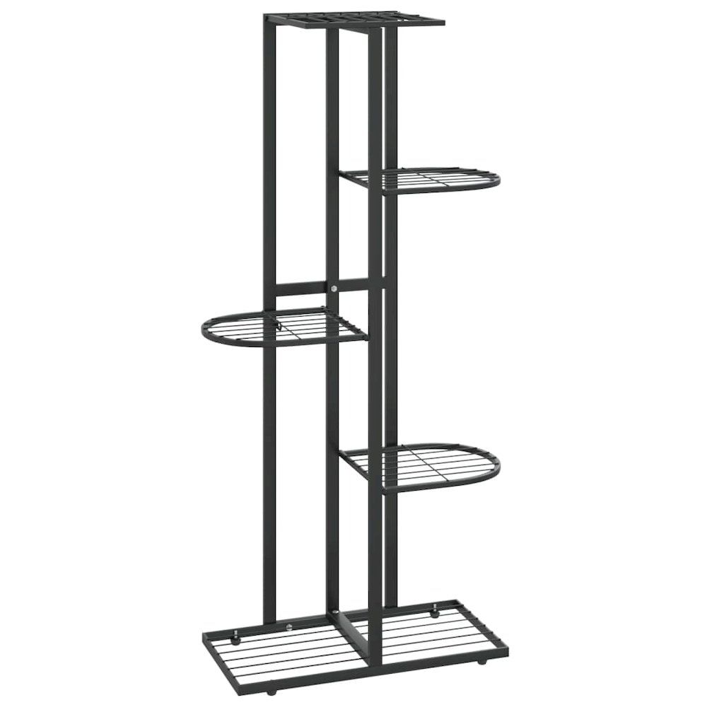 5-Floor Flower Stand 16.9"x8.7"x38.6" Black Metal. Picture 2