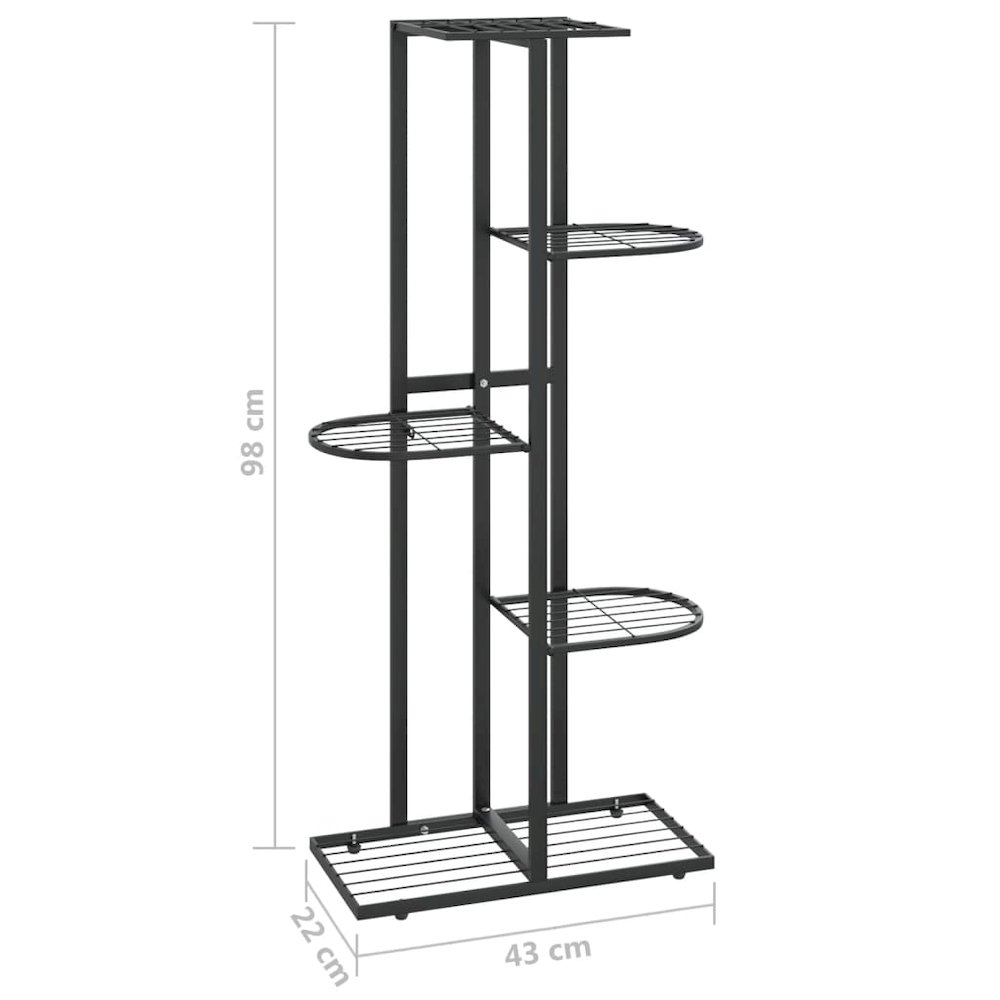 5-Floor Flower Stand 16.9"x8.7"x38.6" Black Metal. Picture 7