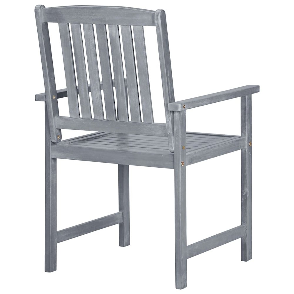 Garden Chair Set of 6 Grey Solid Acacia Wood, Polyester Medium. Picture 7