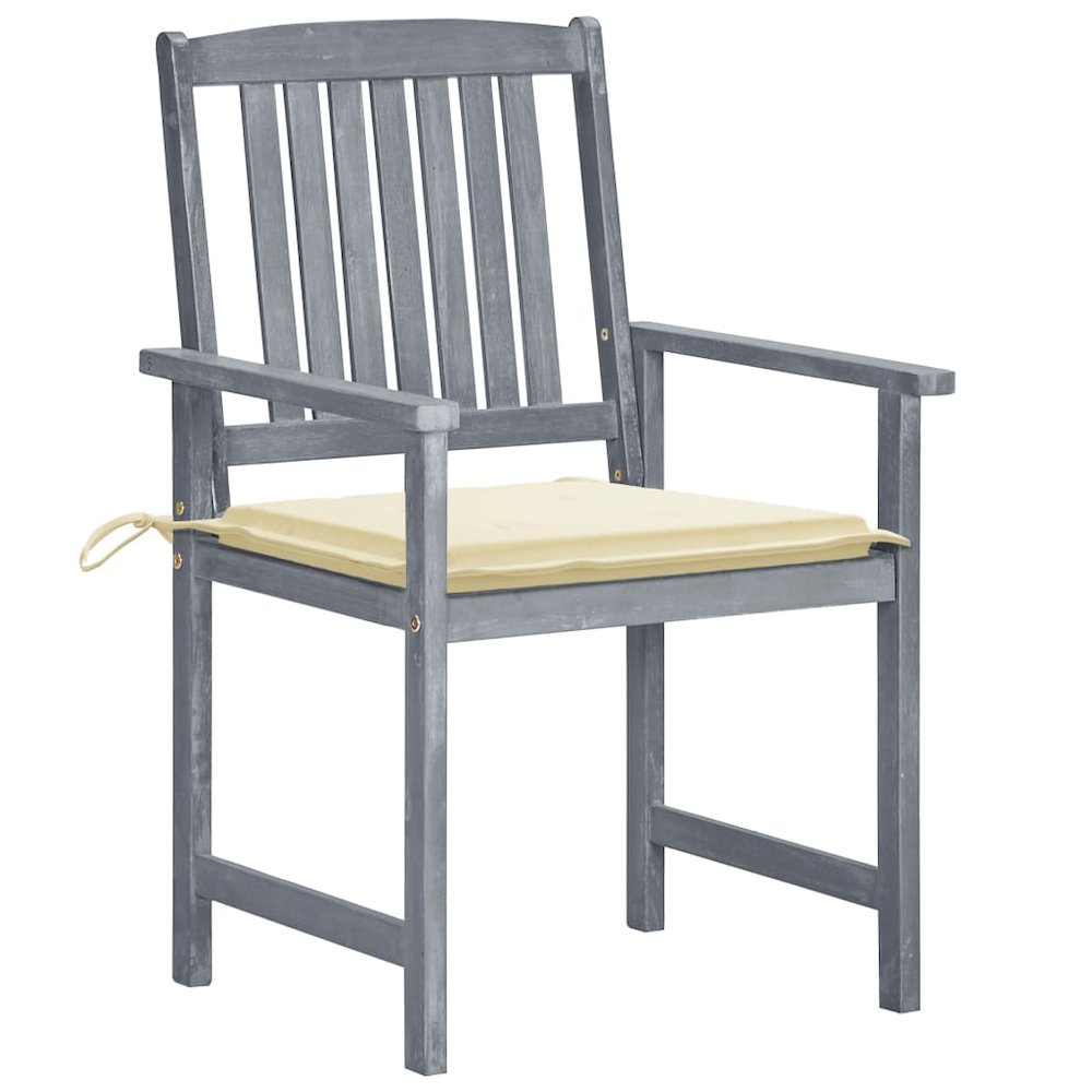 Garden Chair Set of 6 Grey Solid Acacia wood Medium Durable. Picture 2