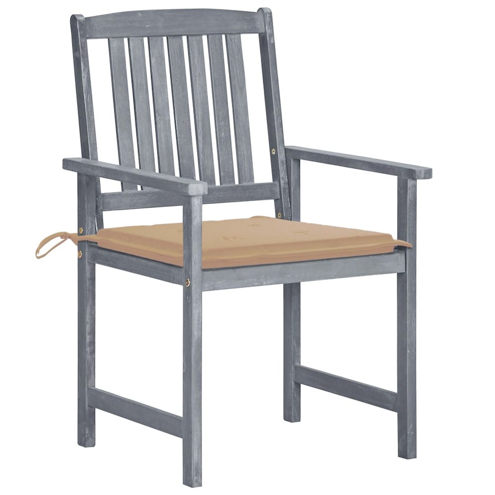vidaXL Patio Chairs with Cushions 6 pcs Solid Acacia Wood Gray, 3078210. Picture 2