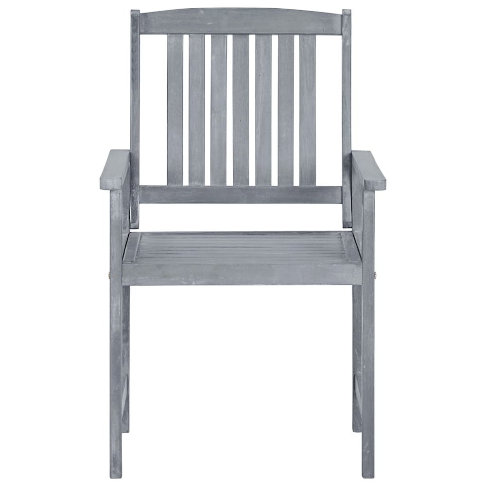 vidaXL Patio Chairs with Cushions 6 pcs Solid Acacia Wood Gray, 3078210. Picture 5