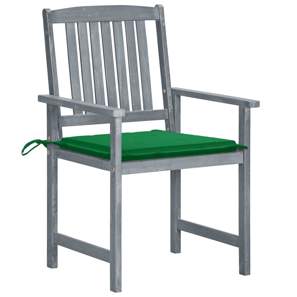 Patio Chair Set of 6 Gray Solid Acacia wood, Polyester Standard. Picture 2