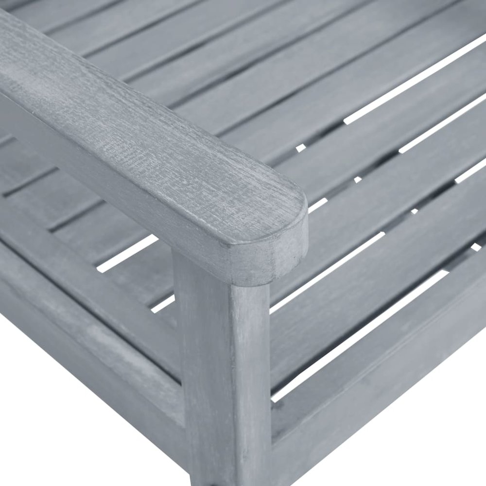 Patio Chair Set of 6 Gray Solid Acacia wood, Polyester Standard. Picture 8