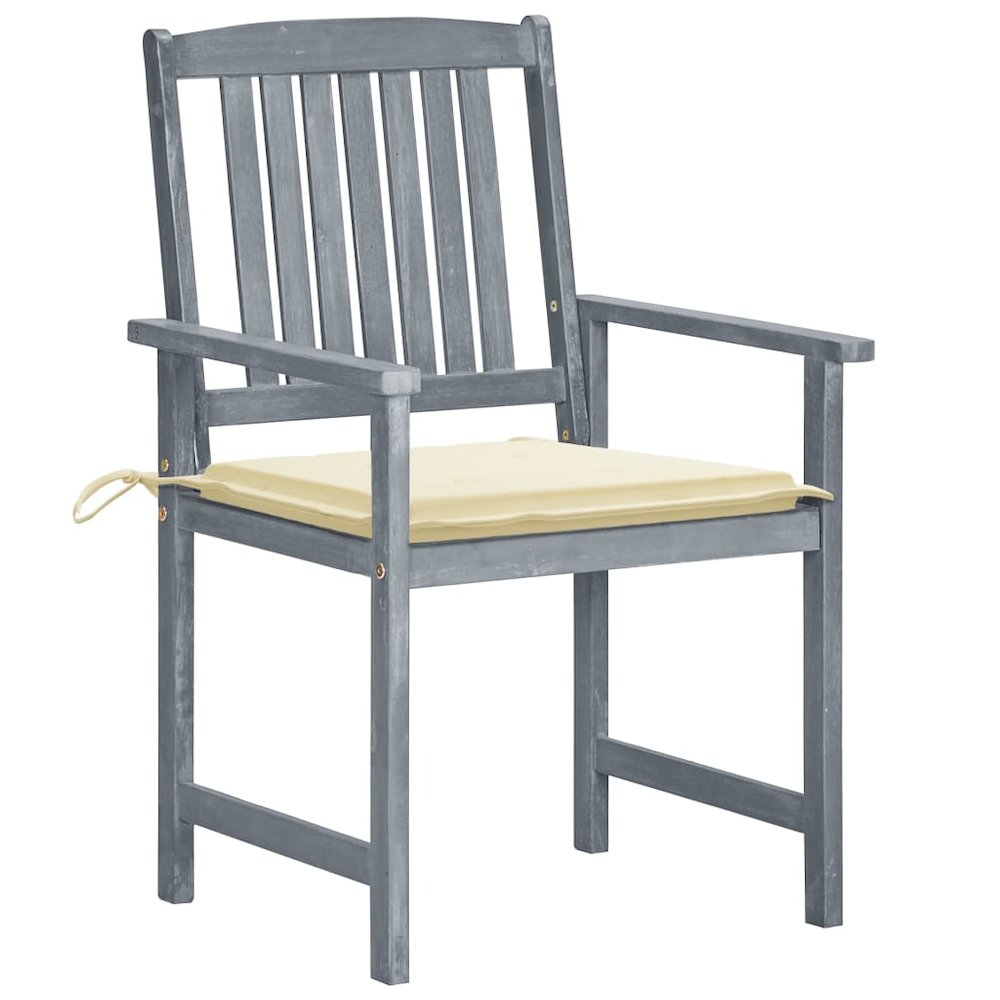 Garden Chair Set of 8 Grey Solid acacia wood, 100% polyester. Picture 2