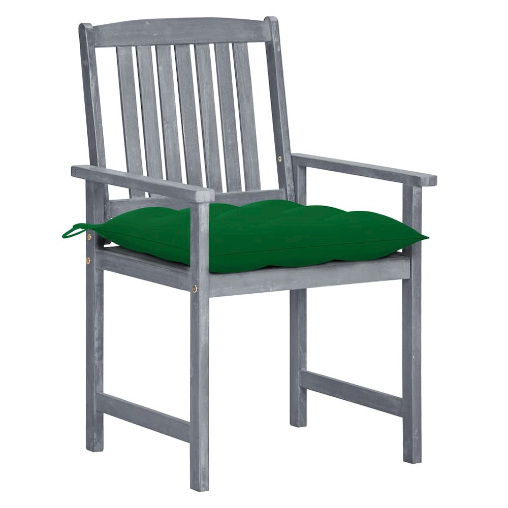 vidaXL Patio Chairs with Cushions 6 pcs Solid Acacia Wood Gray, 3078242. Picture 2