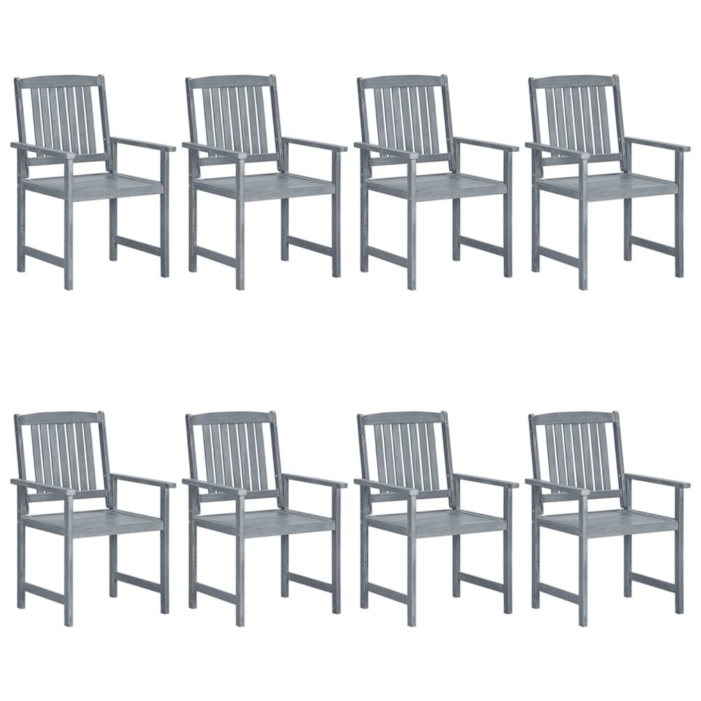 Garden Chair Set of 8 Grey Solid acacia wood and polyester 8 pcs. Picture 3