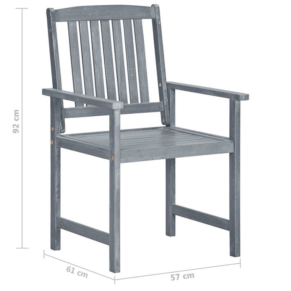 Garden Chair Set of 8 Grey Solid acacia wood and polyester 8 pcs. Picture 7