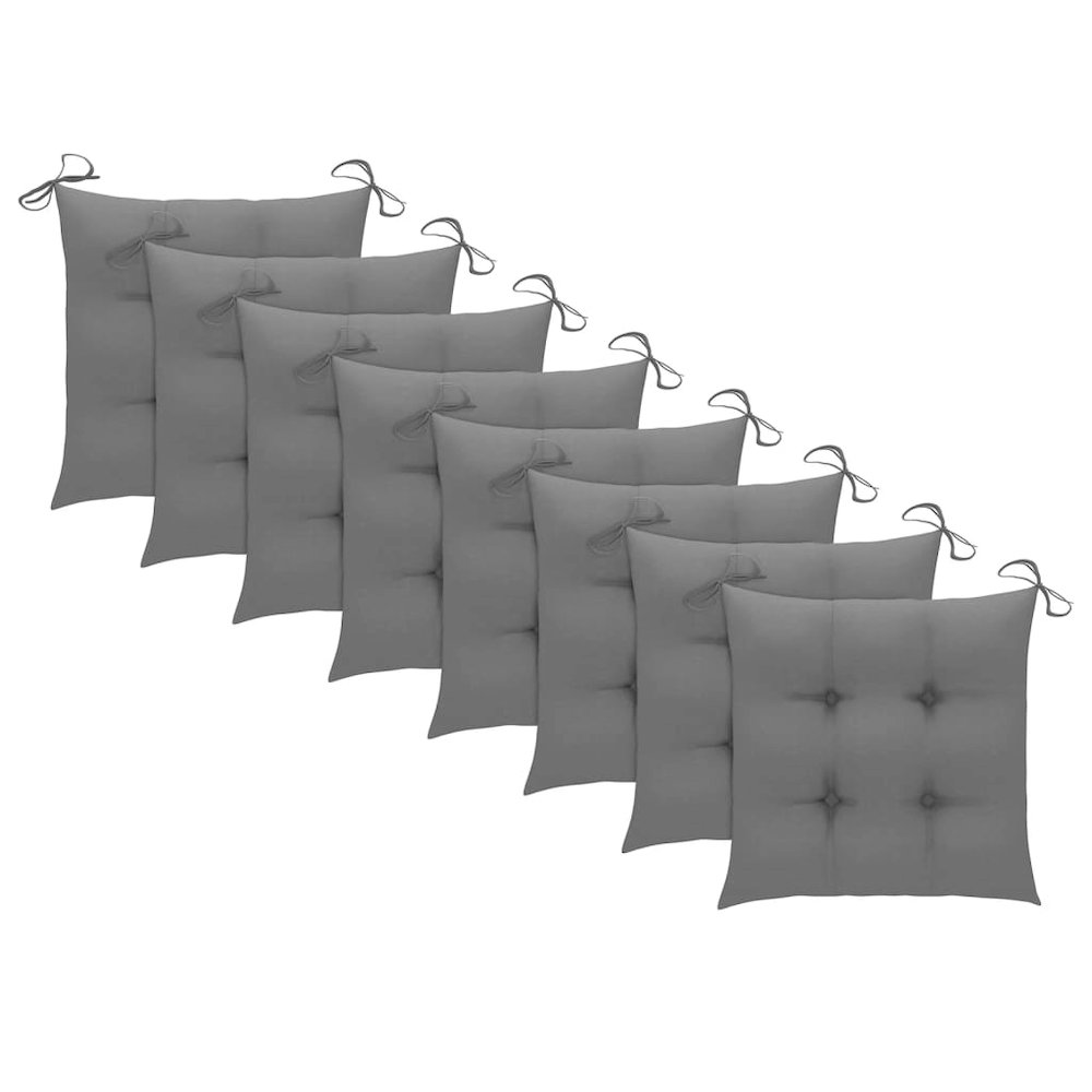 Patio Chair Set of 8 Gray Solid Acacia wood Standard Durable. Picture 5