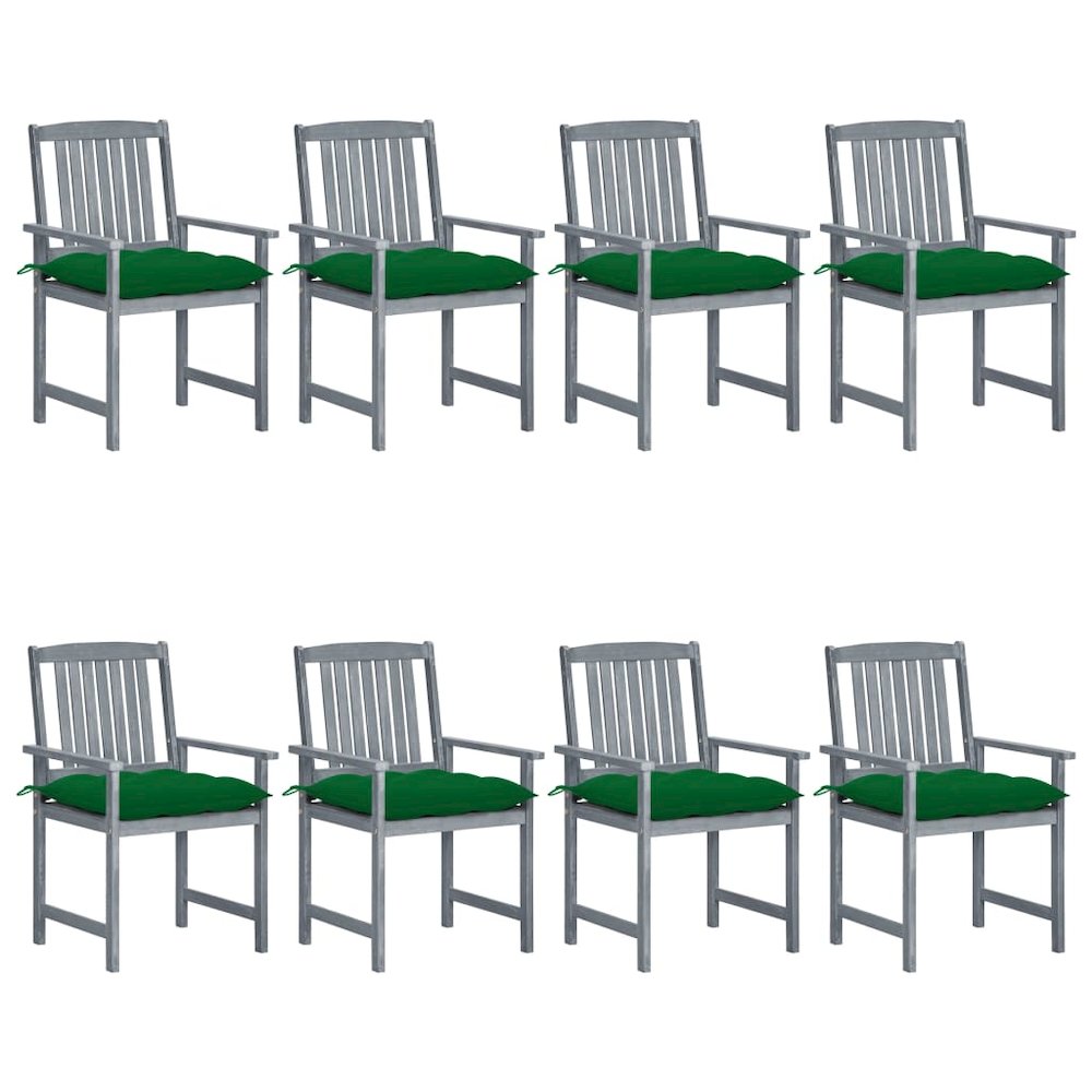 Patio Chair Set of 8 Gray Solid Acacia Wood Regular Seats Many. Picture 1