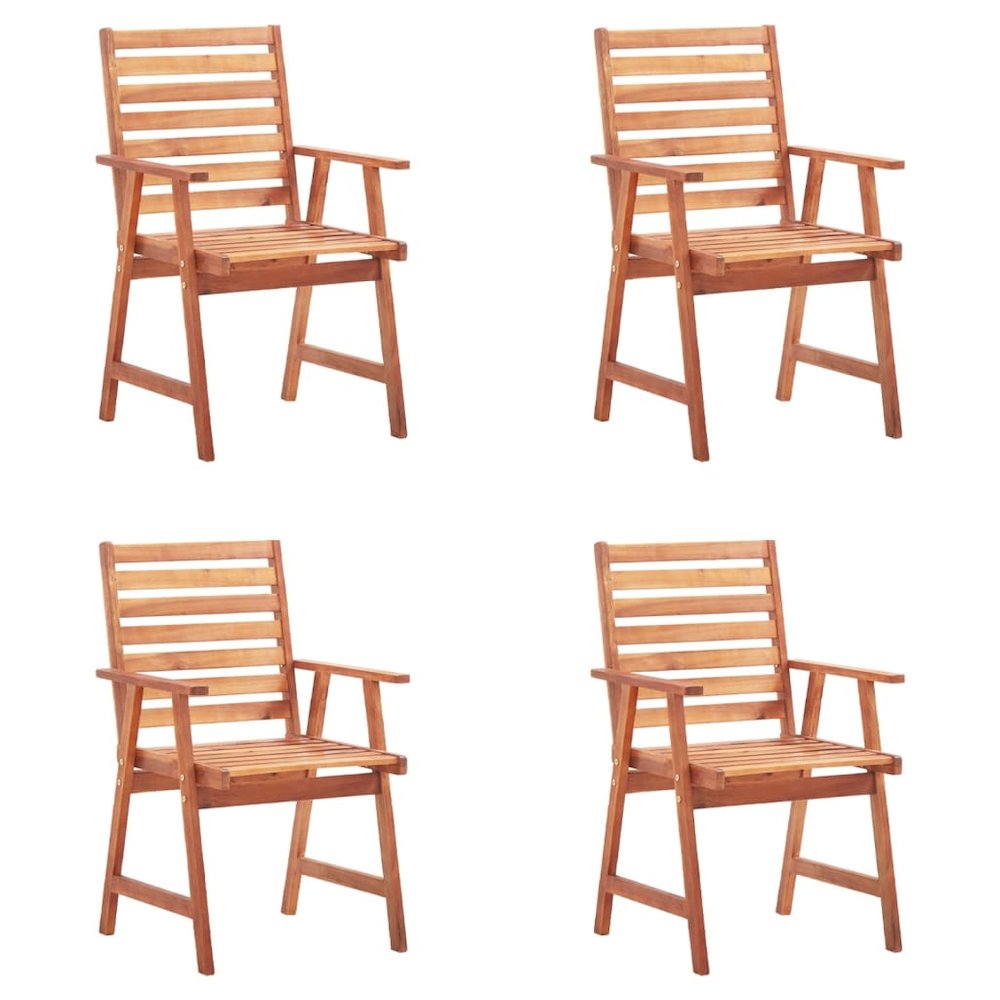 Outdoor Chair Set of 4 Anthracite cushion, Natural wood. Picture 2