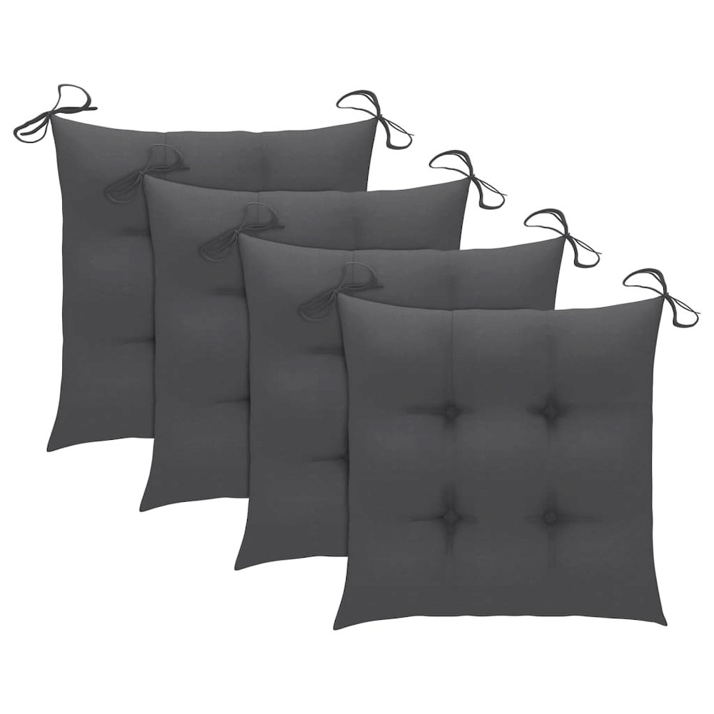 Outdoor Chair Set of 4 Anthracite cushion, Natural wood. Picture 4