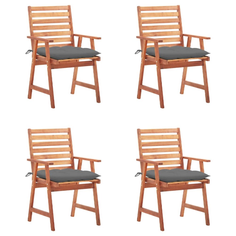 Outdoor Chair Set of 4 Natural Wood Solid Acacia Wood Standard. Picture 1