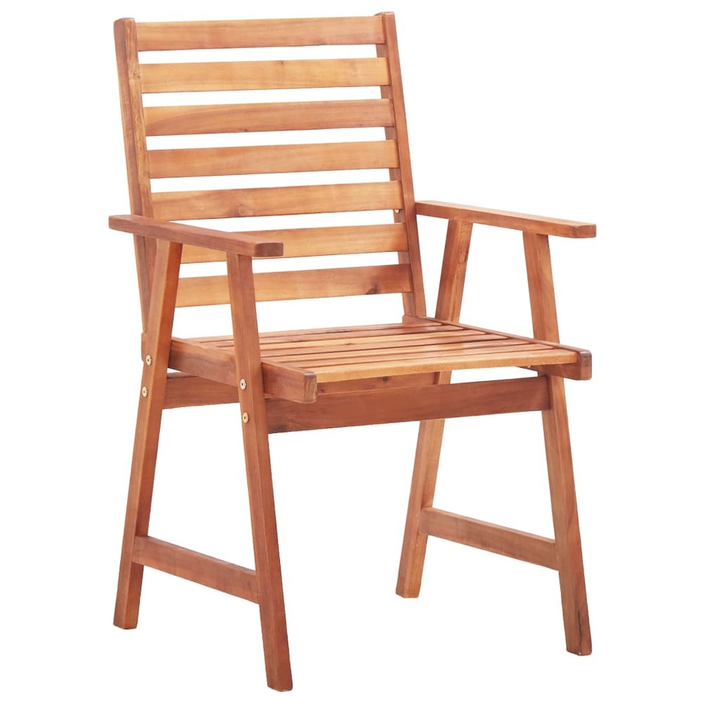 Patio Chair Set of 4 Brown, Green Solid Acacia wood, Polyester. Picture 3