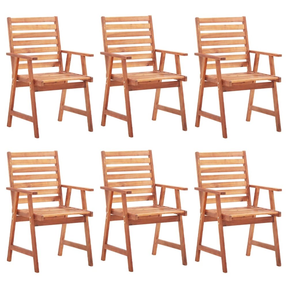 Patio Dining Chairs 6 pcs with Cushions Solid Acacia Wood. Picture 2