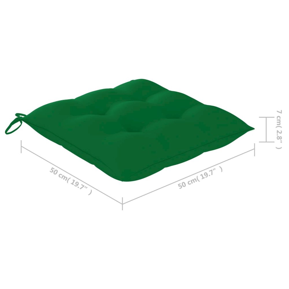Patio Chair Set of 6 Wood and Green Cushion. Picture 7