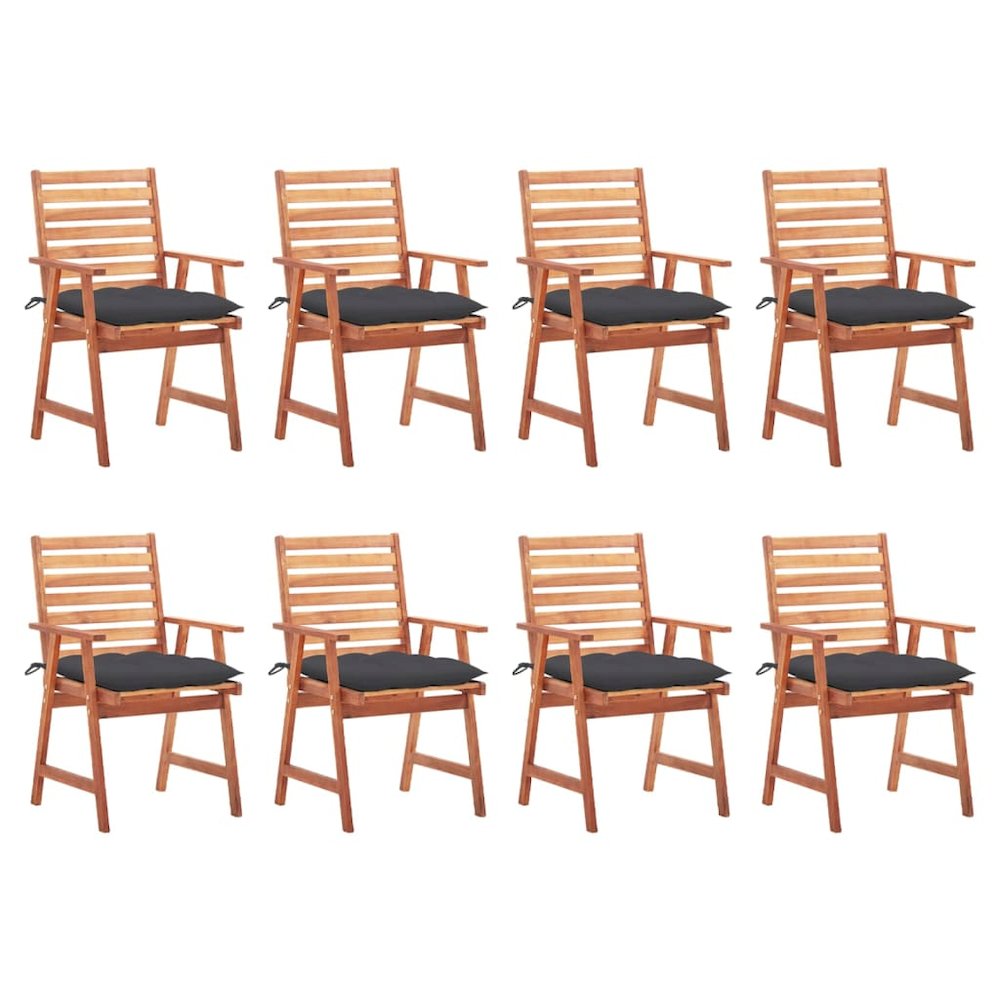 Outdoor Chair Set of 8 Anthracite Solid Acacia Wood Standard. Picture 1