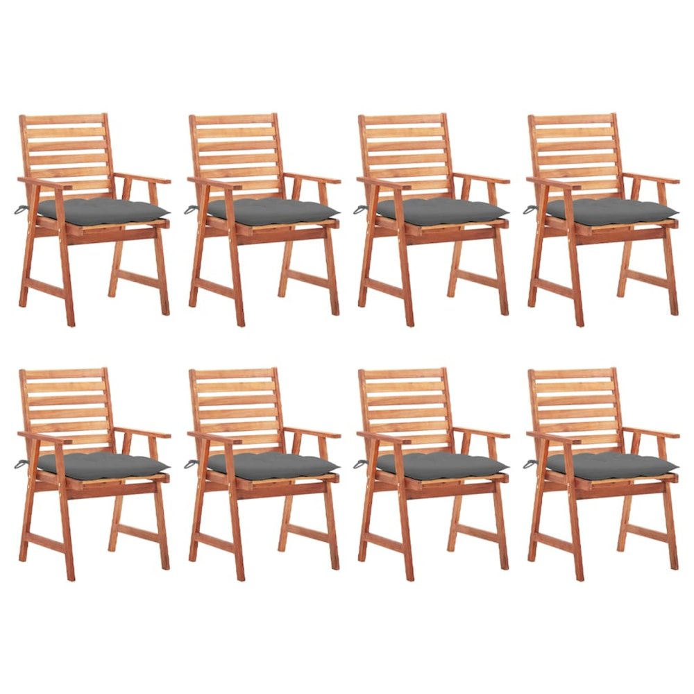 Outdoor Chair Set of 8 Natural Acacia wood Solid Acacia wood. Picture 1