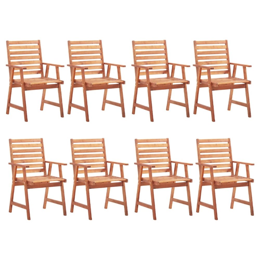 Outdoor Chair Set of 8 Natural Acacia wood Solid Acacia wood. Picture 2