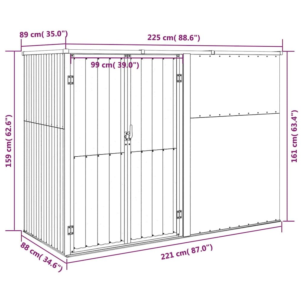 Tool Shed Anthracite Galvanized steel, metal Large Durable. Picture 7