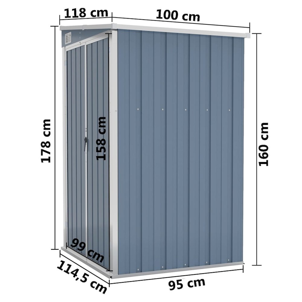 Garden Shed Grey Galvanized steel, metal Medium Storage. Picture 7