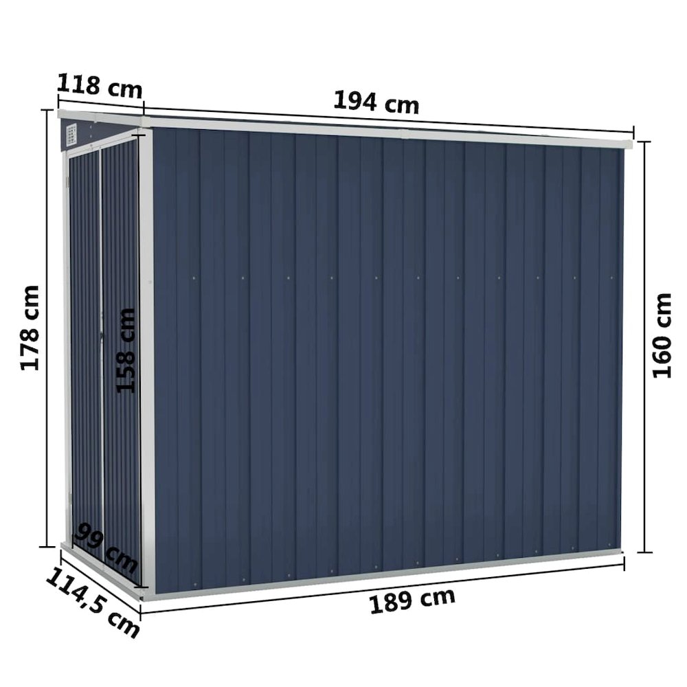 Garden Shed Anthracite Galvanized steel 46.5 x 76.4 x 70.1 in. Picture 7