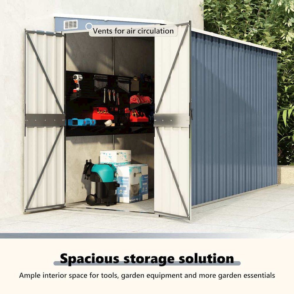 Garden Shed Grey Galvanized Steel Large Garden Shed Rectangular. Picture 10
