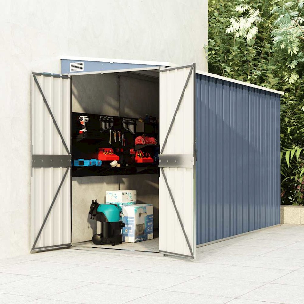 Garden Shed Grey Galvanized Steel Large Garden Shed Rectangular. Picture 2