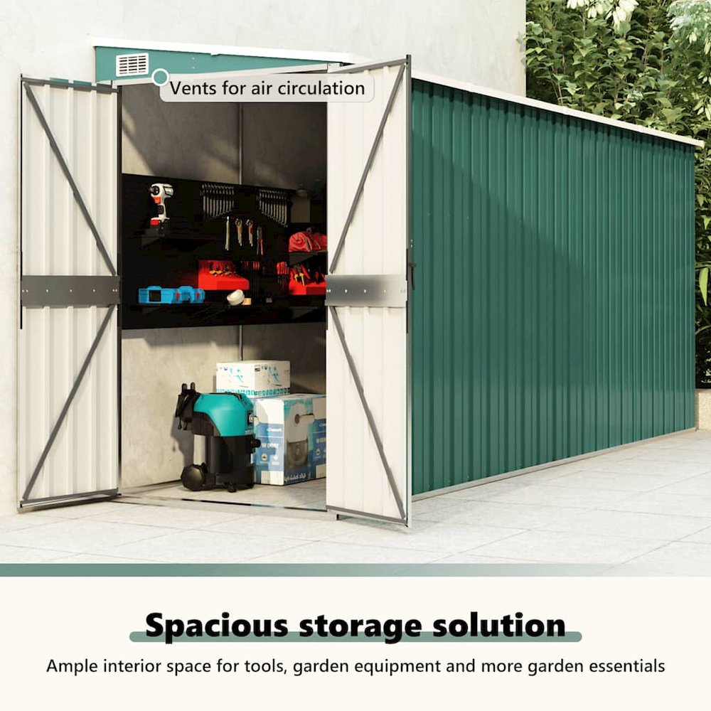 Garden Shed Green Galvanized steel and metal Large Garden Shed. Picture 10