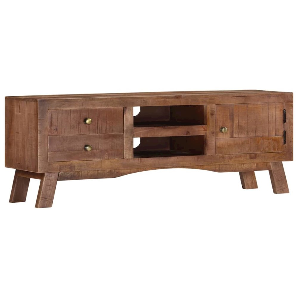 TV Cabinet Grey Rough mango wood, MDF Medium Storage TV Cabinet. Picture 1