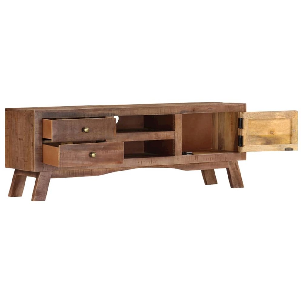 TV Cabinet Grey Rough mango wood, MDF Medium Storage TV Cabinet. Picture 2