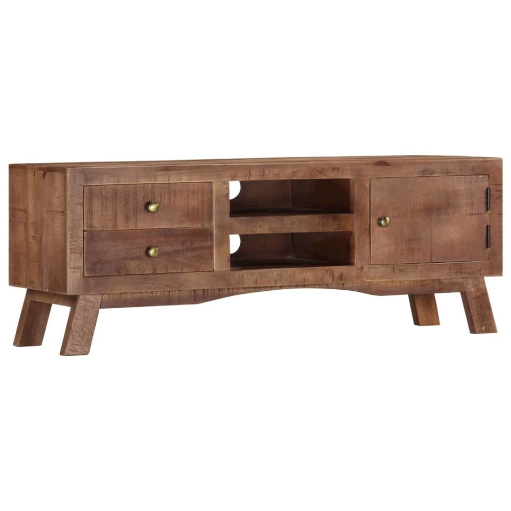 TV Cabinet Grey Rough mango wood, MDF Medium Storage TV Cabinet. Picture 11