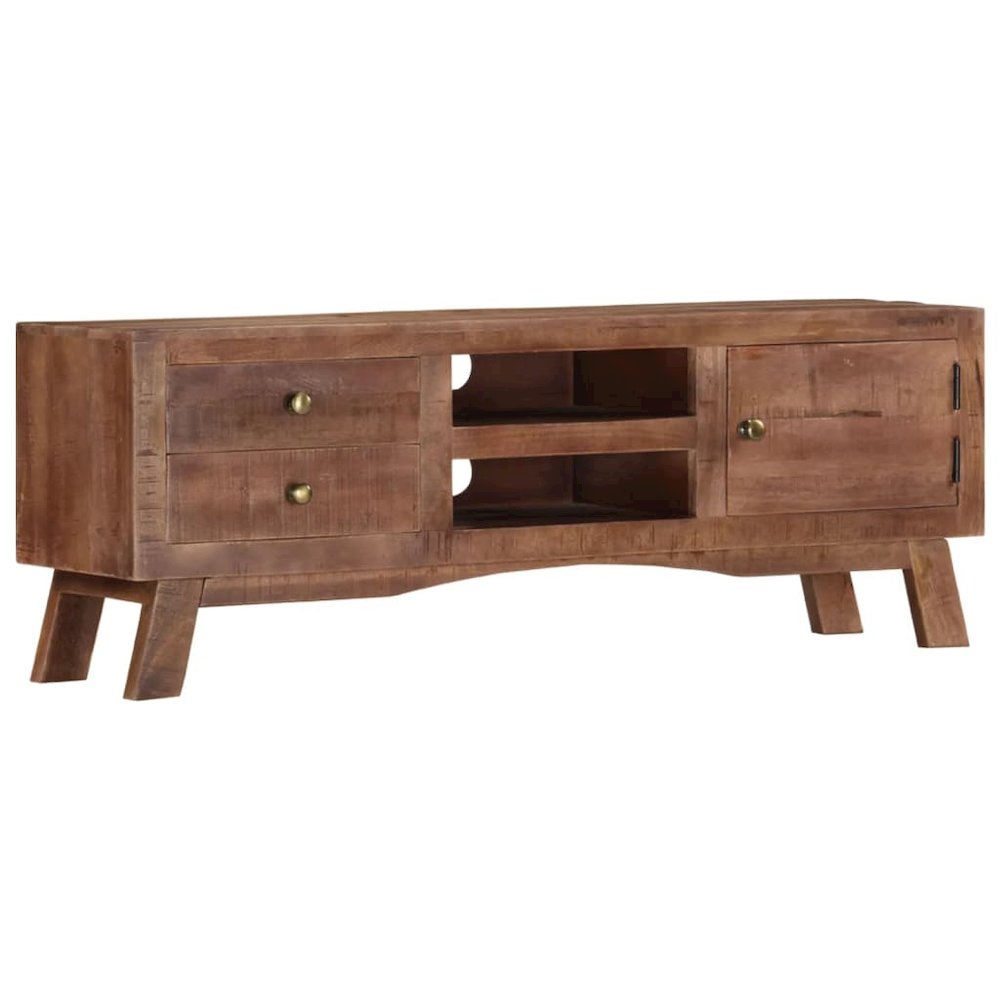 TV Cabinet Grey Rough mango wood, MDF Medium Storage TV Cabinet. Picture 12