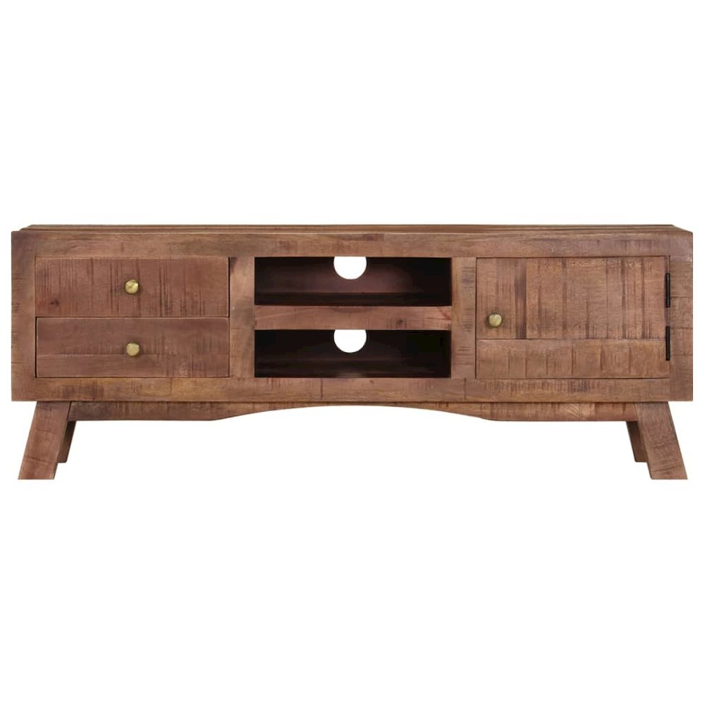 TV Cabinet Grey Rough mango wood, MDF Medium Storage TV Cabinet. Picture 4