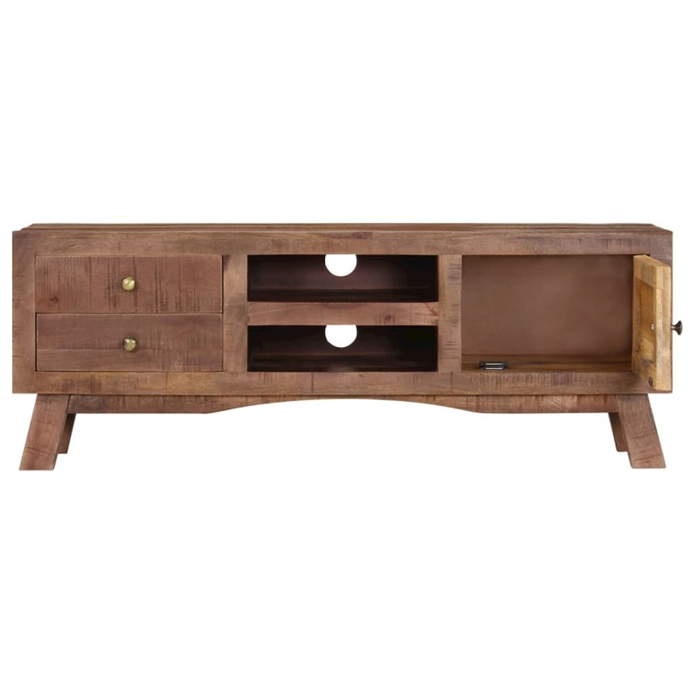 TV Cabinet Grey Rough mango wood, MDF Medium Storage TV Cabinet. Picture 5