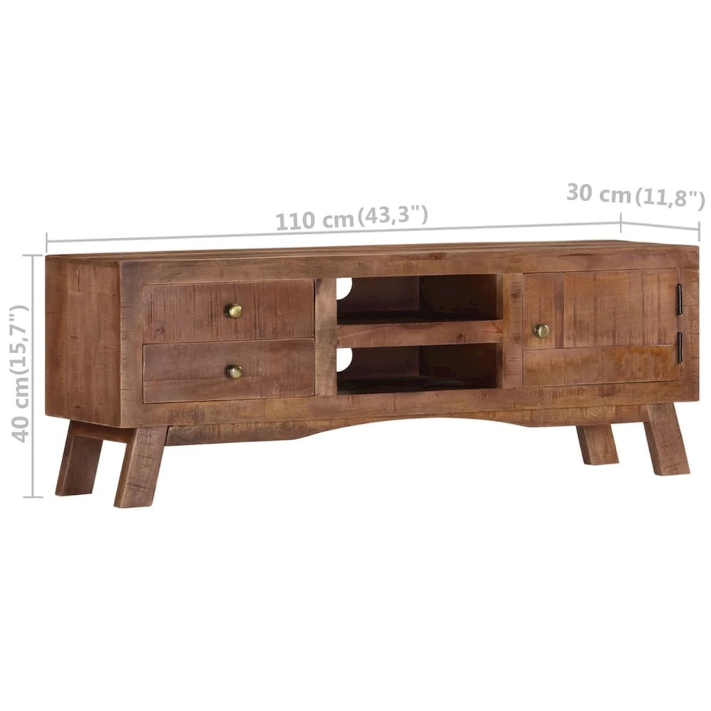 TV Cabinet Grey Rough mango wood, MDF Medium Storage TV Cabinet. Picture 10