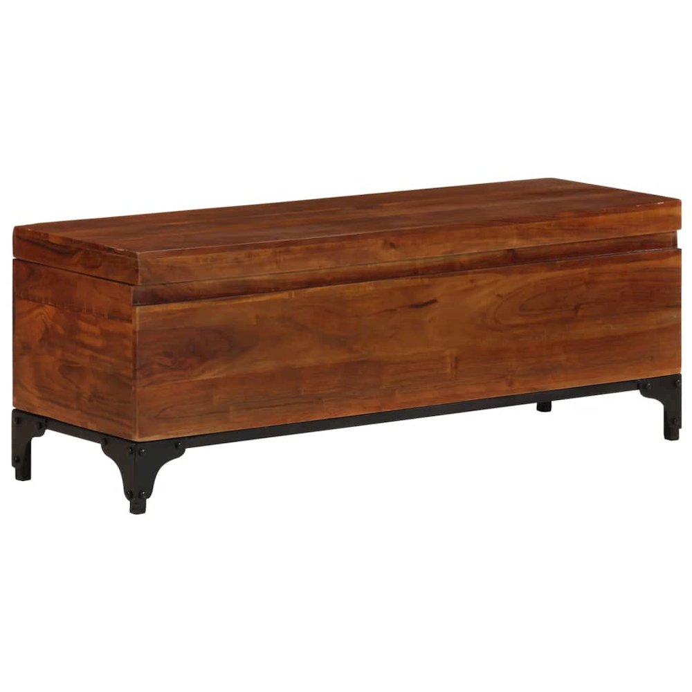 Storage Trunk Brown Solid Acacia wood Large Storage Trunk. Picture 11