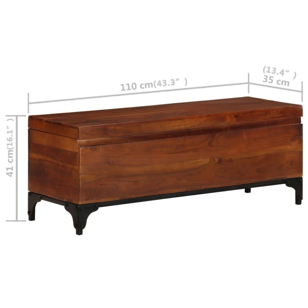 Storage Trunk Brown Solid Acacia wood Large Storage Trunk. Picture 9