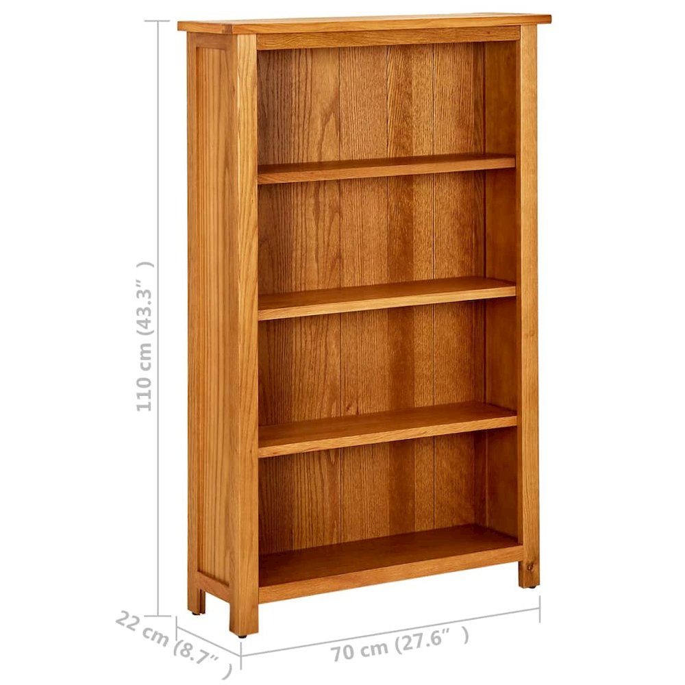 Bookcase Natural Oak Solid Oak Wood Standard Bookcase. Picture 6