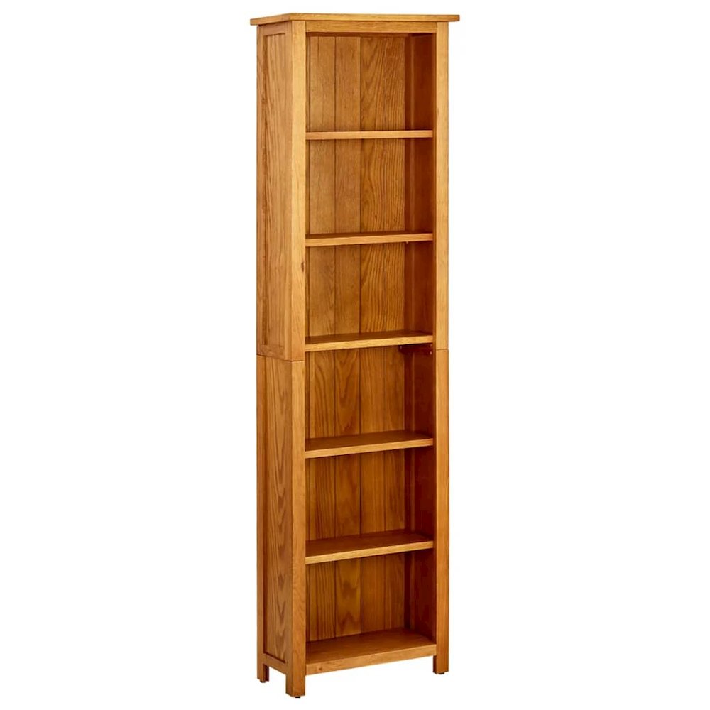 Bookcase Natural Oak Solid Oak Wood Six-Tier Bookcase. Picture 1