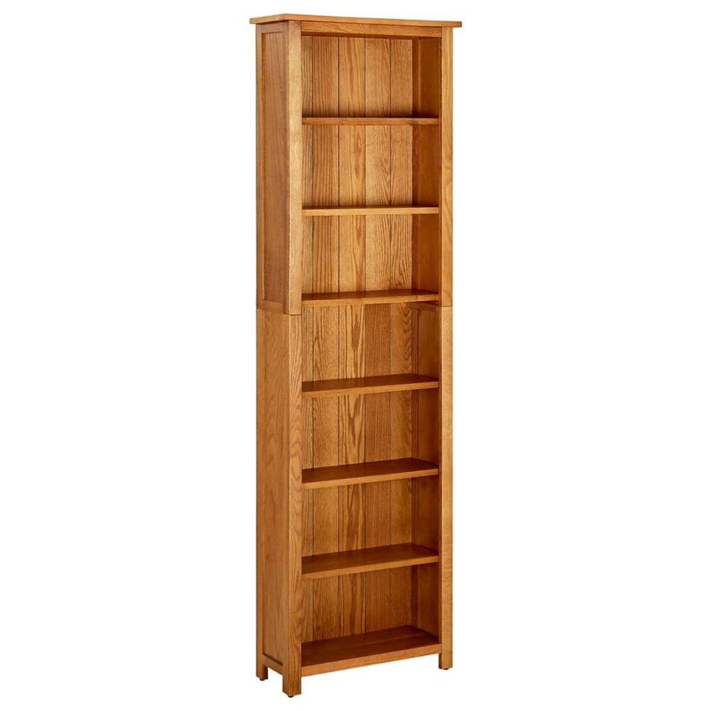 Bookcase Natural Oak Solid oak wood with oak veneered MDF Tall. Picture 1