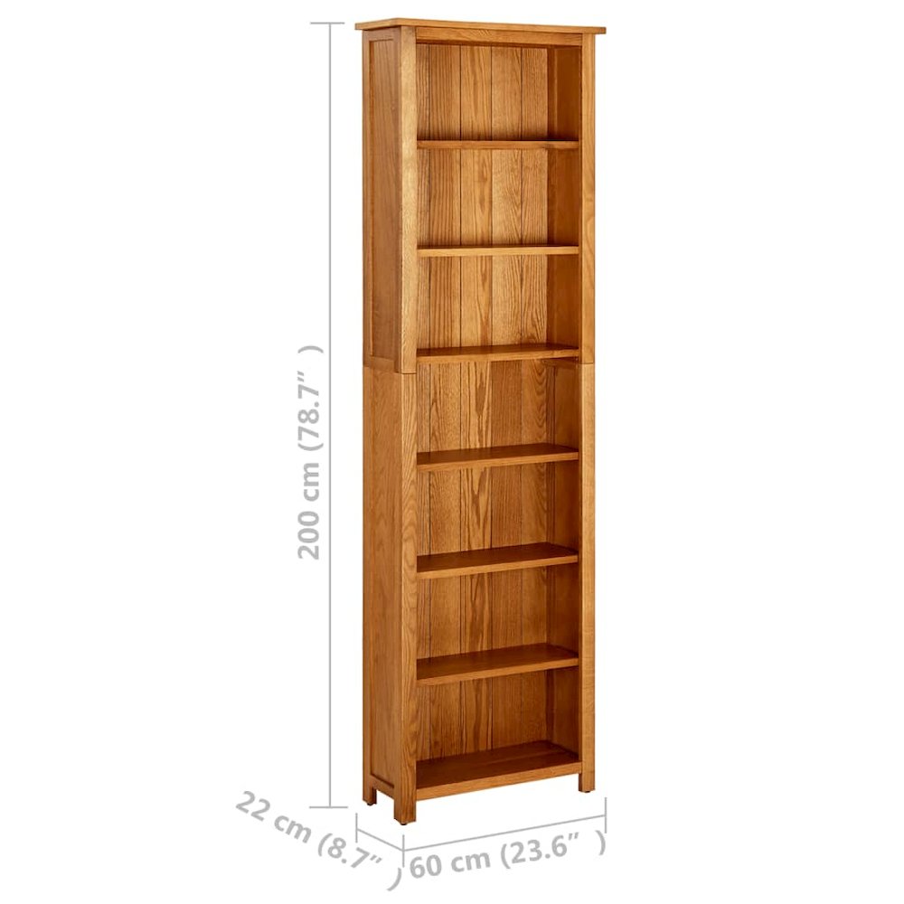 Bookcase Natural Oak Solid oak wood with oak veneered MDF Tall. Picture 6