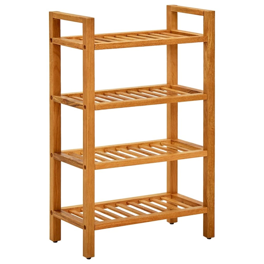 Shoe Rack Natural Oak Solid Oak Wood Compact Shoe Rack. Picture 1
