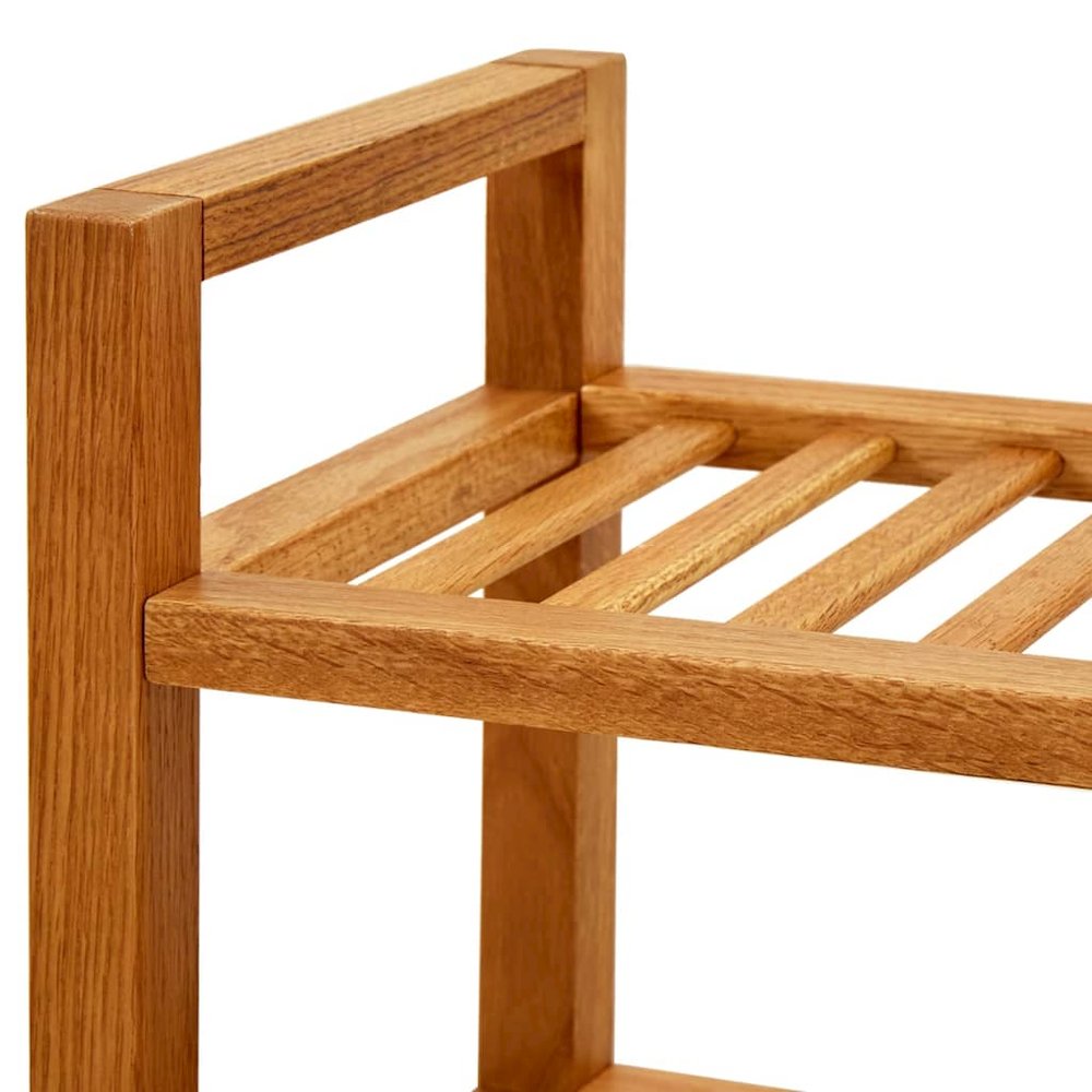 Shoe Rack Solid Oak Wood Compact Shoe Rack Rectangular Rustic. Picture 5