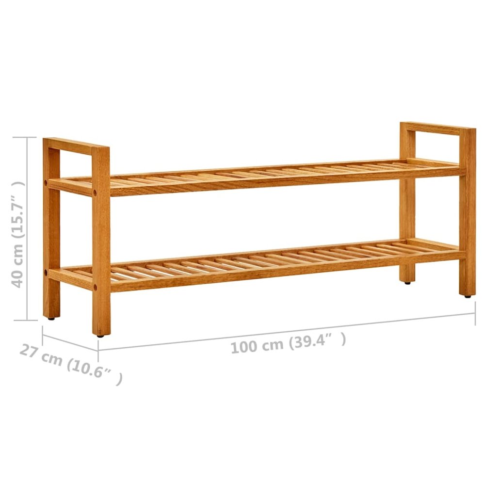 Shoe Rack Solid Oak Wood Compact Shoe Rack Rectangular Rustic. Picture 6