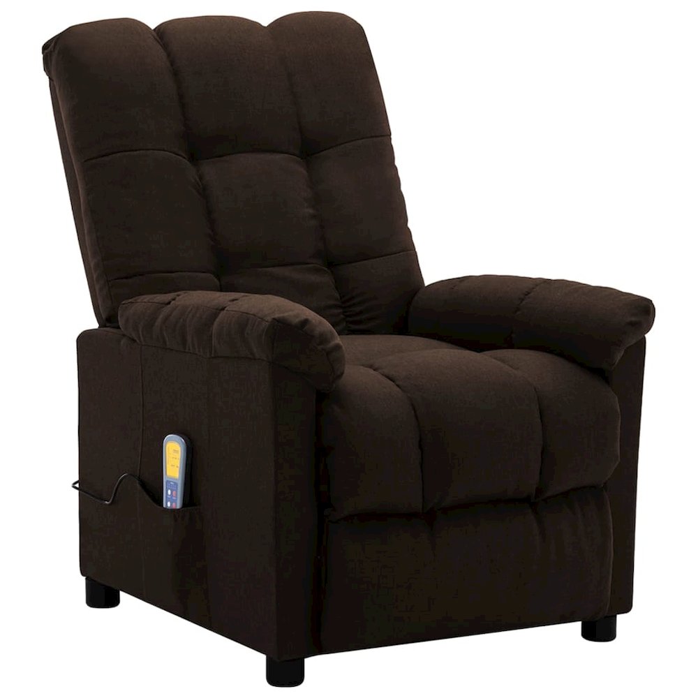 vidaXL Electric Massage Recliner Dark Brown Fabric. Picture 2