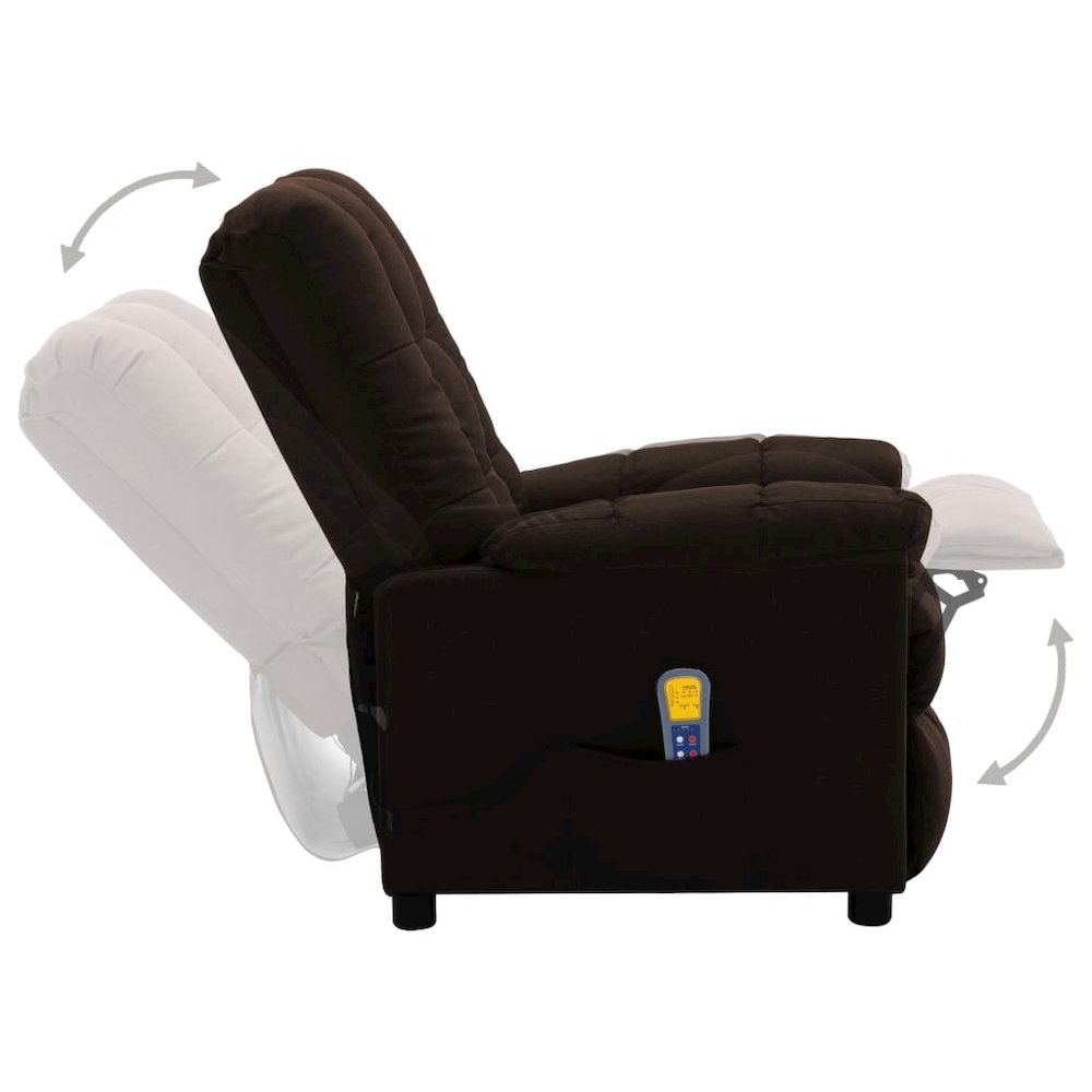 vidaXL Electric Massage Recliner Dark Brown Fabric. Picture 5