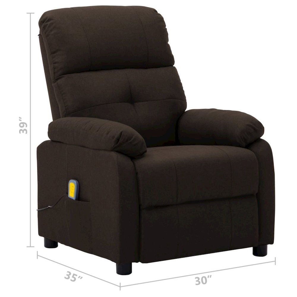 Massage Recliner Dark brown Fabric upholstery Standard. Picture 12
