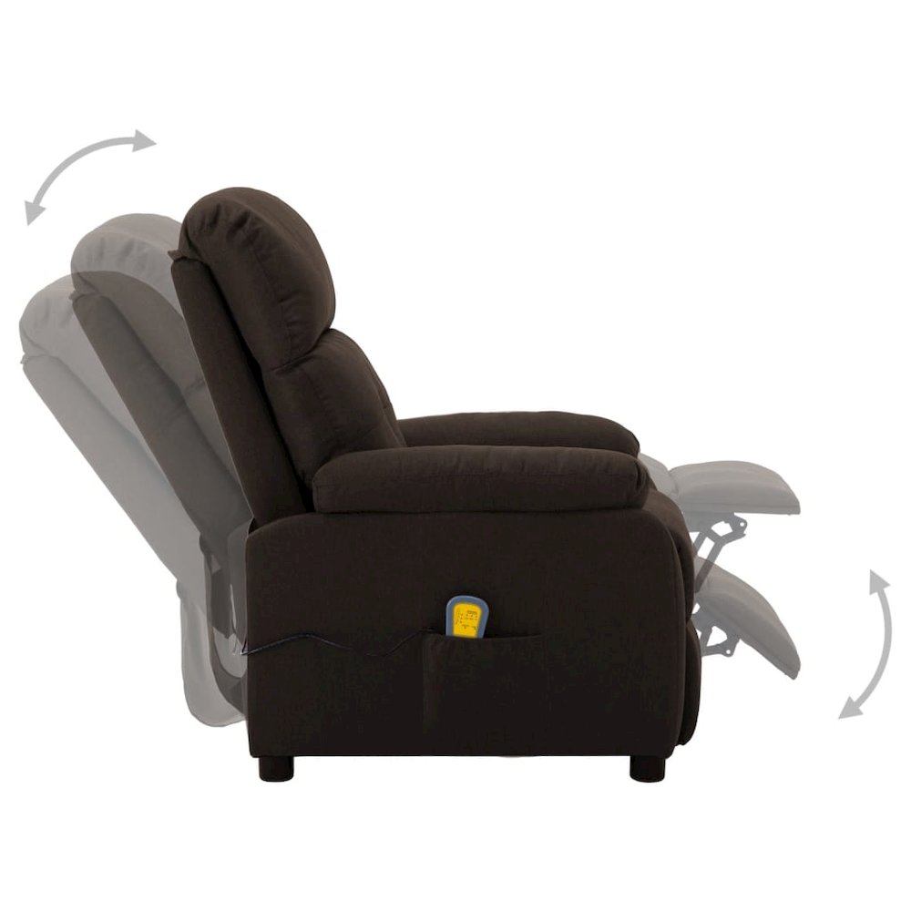 Massage Recliner Dark brown Fabric upholstery Standard. Picture 5